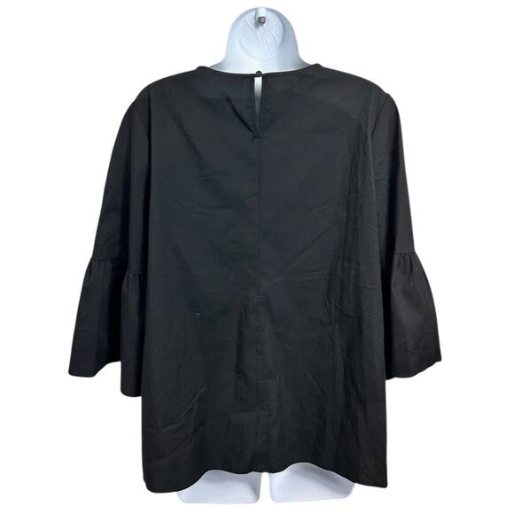 ANA Black Pearl Blouse Sz Large Flounce 3/4 Sleeves Versatile Minimalist Top NEW - Picture 6 of 7